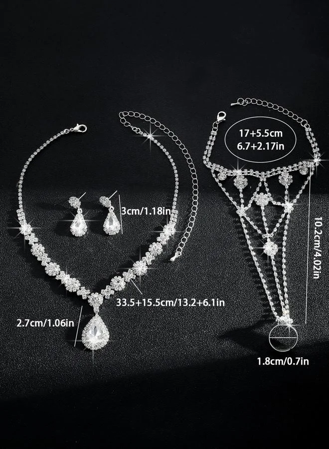 تايك تو طقم مجوهرات 3 قطع عقد وسوار وأقراط منمقة